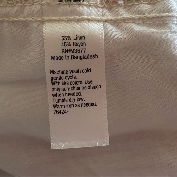 A New Approach Paperbag skirt Button Front Boho linen striped red white - Picture 5 of 10